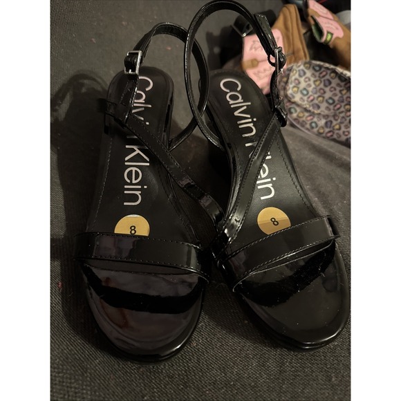 Calvin Klein Shoes - Calvin Klein Women's Belliny Wedge Sandal Black Patent 8